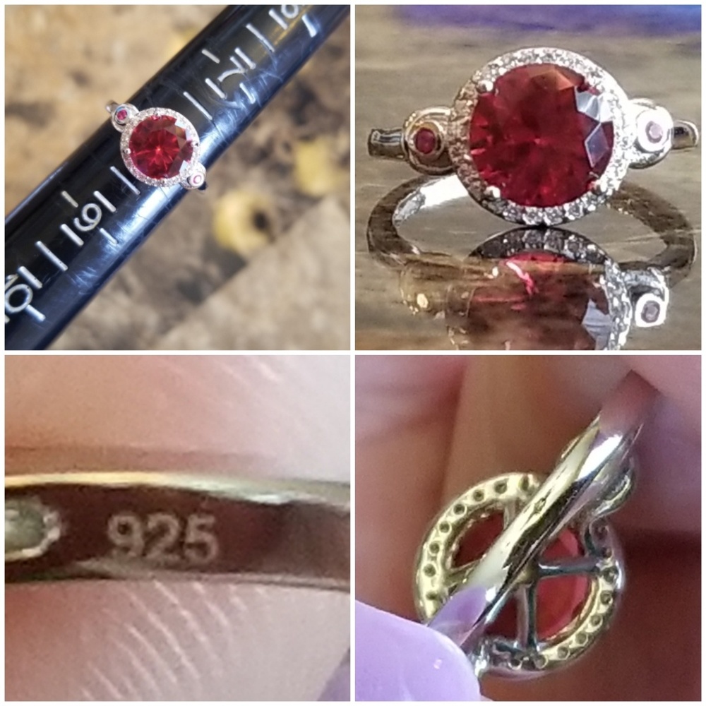 Genuine 3CT Ruby, Pink/White Sapphire Ring 7 & 8 - Picture 5 of 10